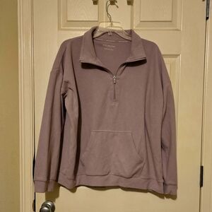 Marc New York Women's lavender 1/4 Zip pullover ribbed sweatshirt size XL